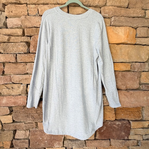 Athleta L Blue Heathered Long Sleeve Pockets Sweatshirt Dress Women Athleisure - Picture 3 of 12